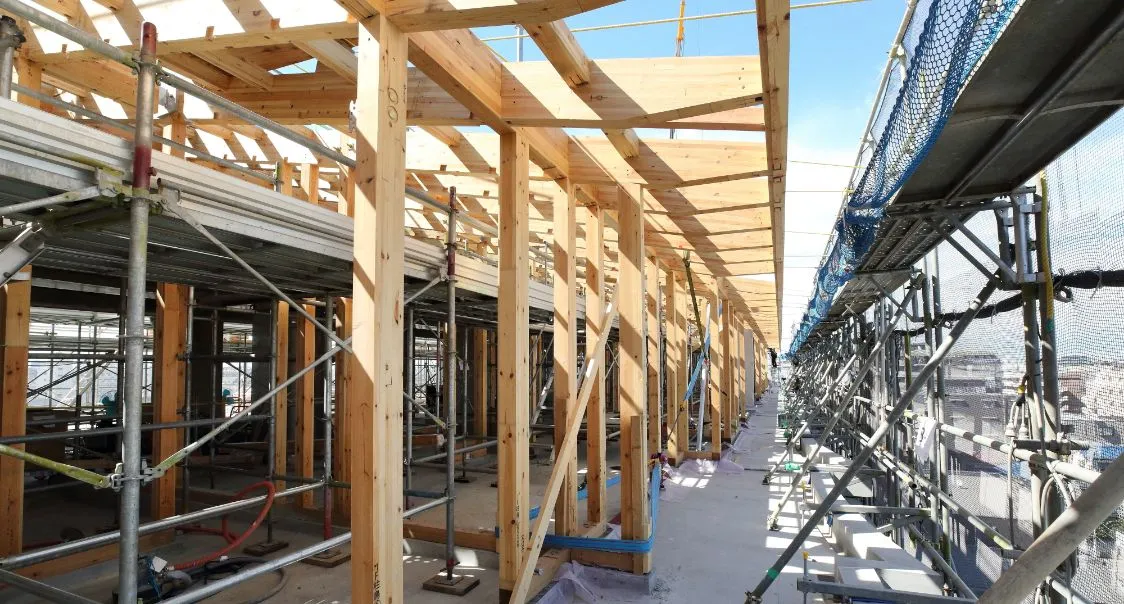 ハイブリッド木造住宅1/施工中風景