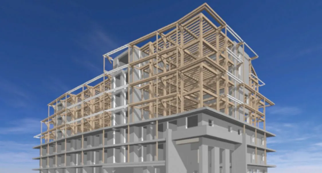 ハイブリッド木造住宅2/ハイブリッド構造モデル図