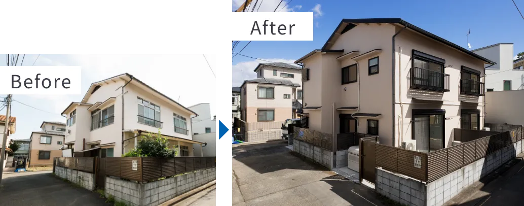 木造アパート外観の改装事例 Before After