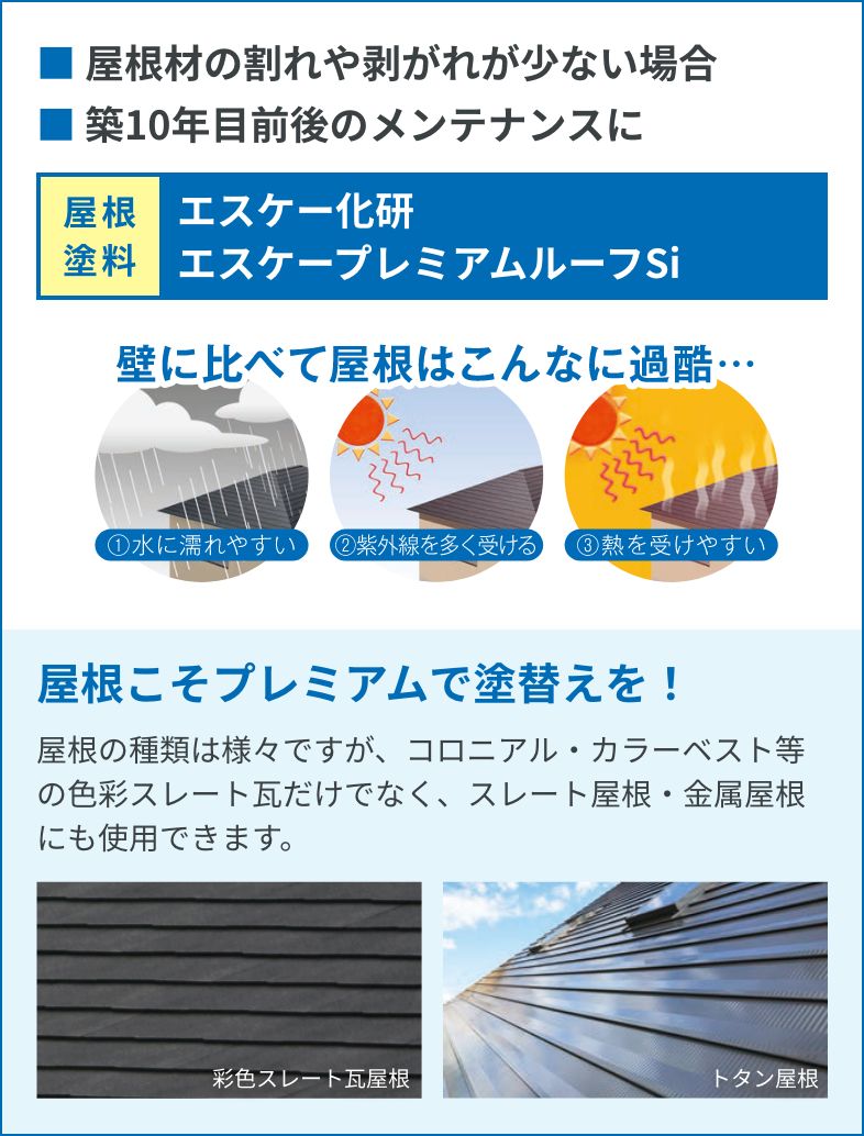 屋根材の割れや剥がれが少ない場合 | 築10年目前後のメンテナンスに