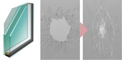 破壊されにくい「安全合わせガラス」