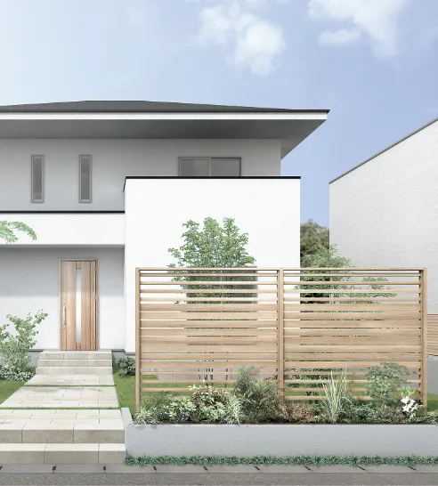 目隠しフェンスを設置した住まいの施工イメージ