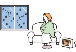 窓の結露に悩む様子