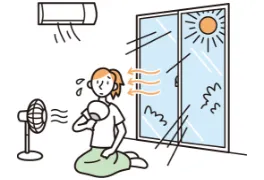 日差しの暑さに悩む様子