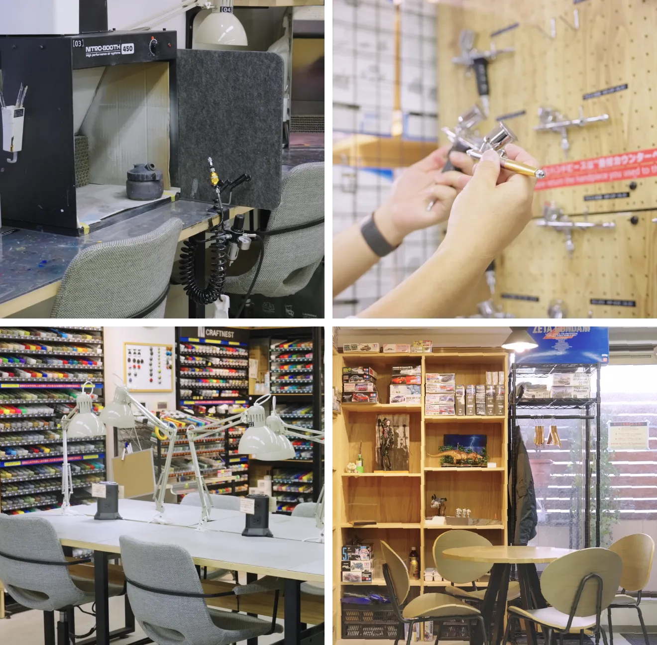 CRAFTNESTで製作に没頭する利用者たち。集中して作業する様子